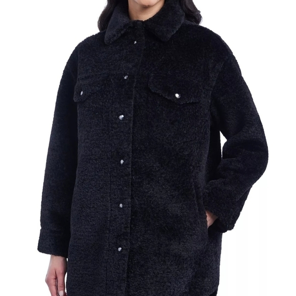 MICHAEL MICHAEL KORS Women's Fleece Shacket size medium color black - Picture 2 of 7